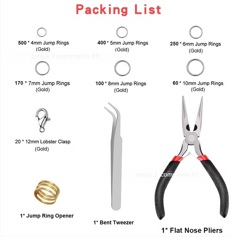 1504 darabos nyitott gyűrű Lobster zár készlet nyaklánc javításához – ékszerjavító eszközök és ékszerkészítő kiegészítők