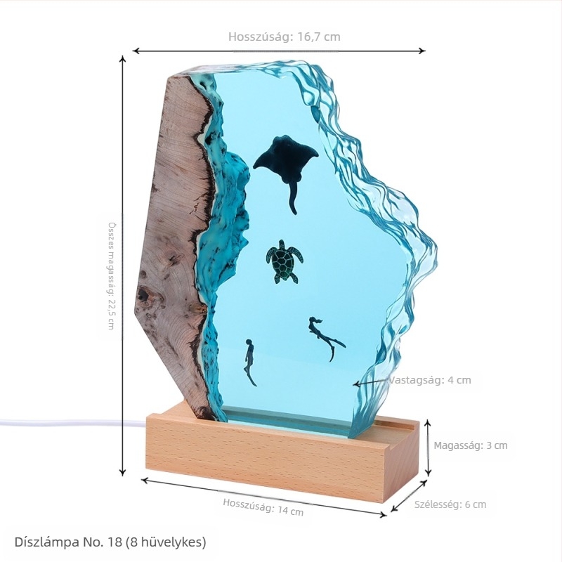 Európai stílusú óceánbúvár mini táj, műgyantából, modern minimalist dizájn, ajándék költözéshez és diplomaosztóhoz