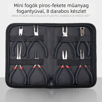 Mini fogó textil borítású markolat és műanyag bevonatú markolatokkal, 8 részes készlet összeszereléshez, szétszereléshez és telepítéshez (Márka: DZT; Anyag: 45# acél; Keménység: Magas)