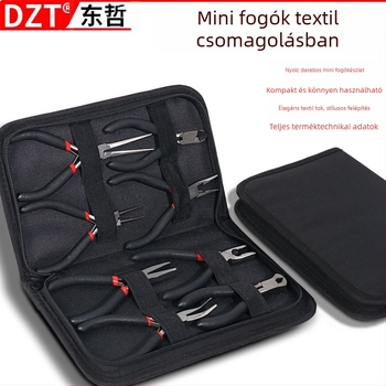 Mini fogó textil borítású markolat és műanyag bevonatú markolatokkal, 8 részes készlet összeszereléshez, szétszereléshez és telepítéshez (Márka: DZT; Anyag: 45# acél; Keménység: Magas)