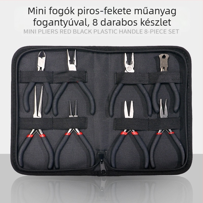 Mini fogó textil borítású markolat és műanyag bevonatú markolatokkal, 8 részes készlet összeszereléshez, szétszereléshez és telepítéshez (Márka: DZT; Anyag: 45# acél; Keménység: Magas)