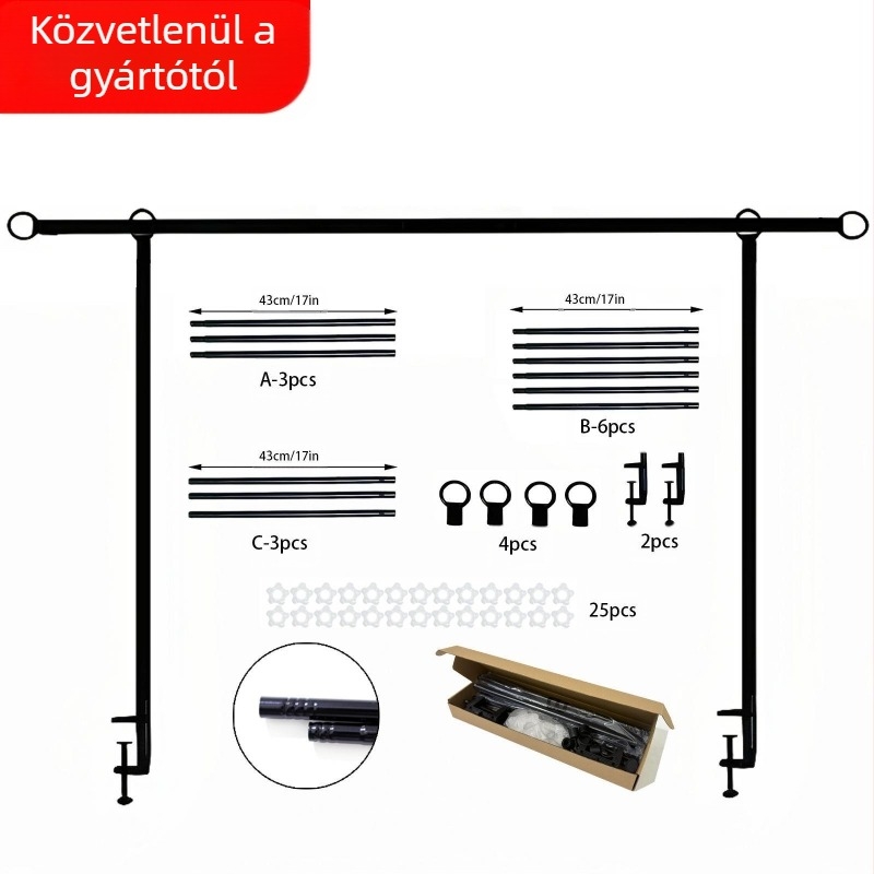 Fém asztali íves háttértartó, spirálos kialakítású, születésnapi partira — modern minimalist stílus