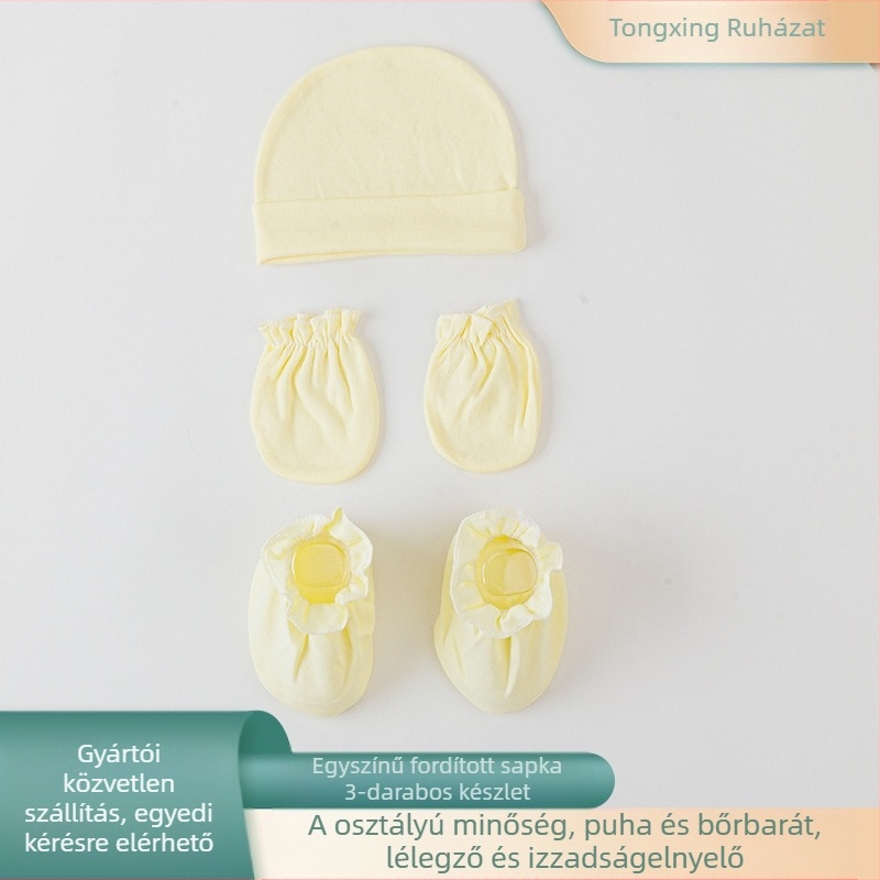 Baba három részes flip sapka készlet, pamut, kupola alakú csúcs, perem, meleg és szélvédett