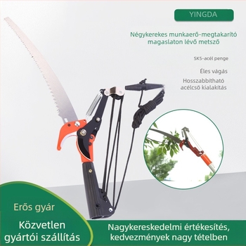 Win big négykerekű erőfeszítés-mentes magasban használható gallyvágó olló teleszkópos karral és fűrészpengével, tömeg 635 g