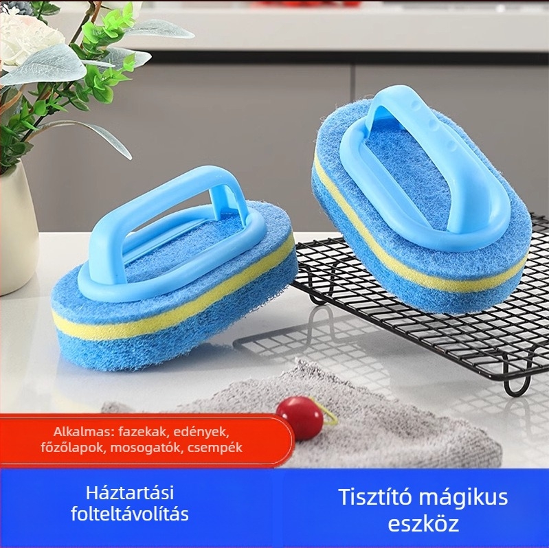 Fogantyús tisztítóecset szivaccsal, vastagított kivitelben edényekhez és tálakhoz - anyag: szivacs; súly: 0,036 kg
