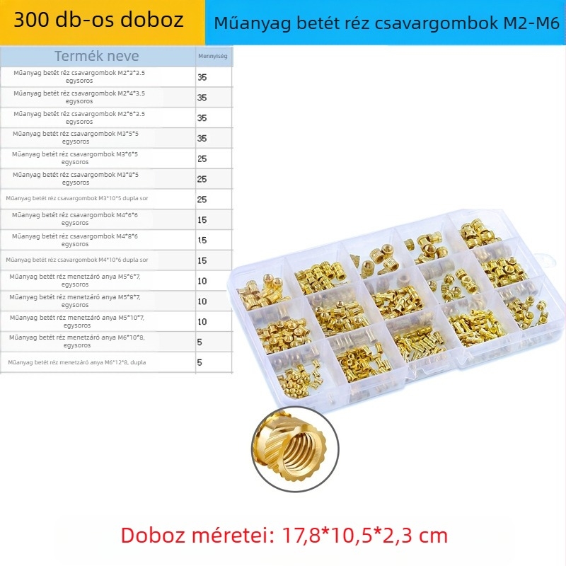 Sárgaréz csavaranya, 300 db, GB809 szabvány, Grade A, Jaybol