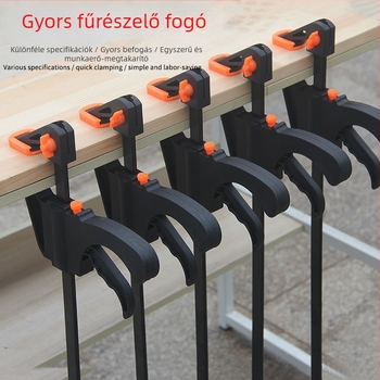 F-típusú asztalos szorító deszkák rögzítéséhez, állítható, magas széntartalmú acélból, 0,5 kg