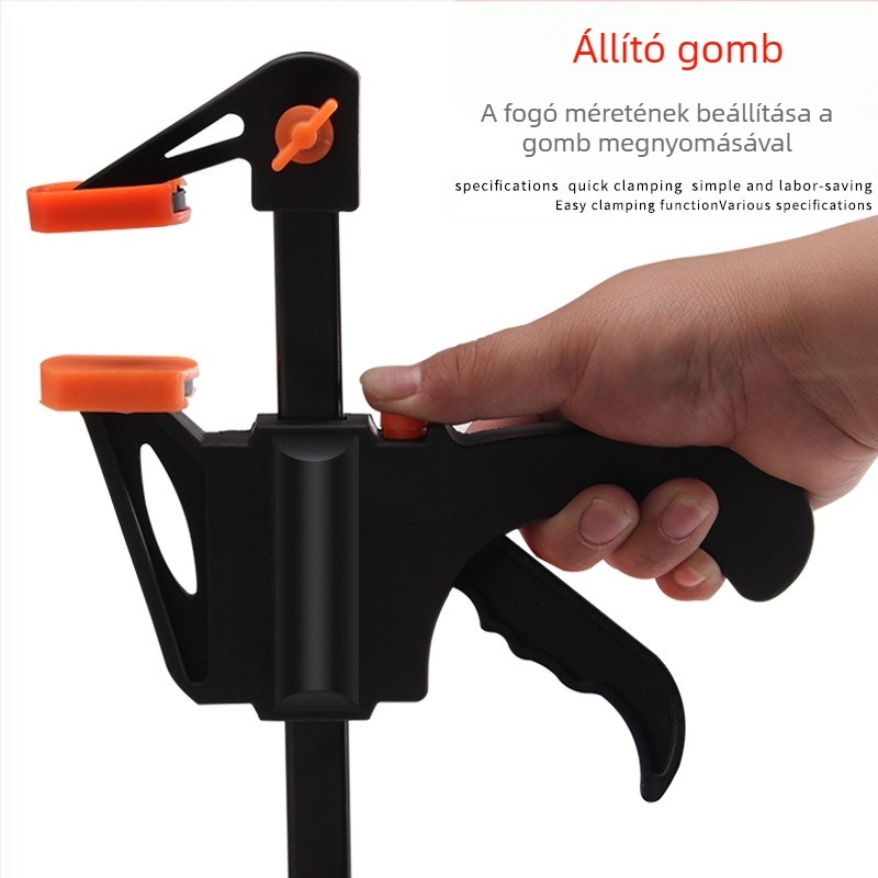 F-típusú asztalos szorító deszkák rögzítéséhez, állítható, magas széntartalmú acélból, 0,5 kg