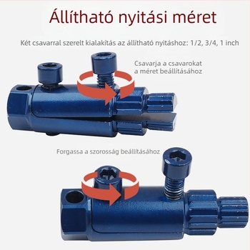 Többfunkciós szögletes vízcsaphoz: törött csavarok kinyerője és menetfúró, méretek 4 és 6, fordított menetű fej