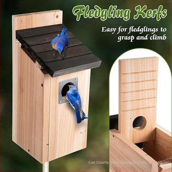 Fából készült kültéri függő madárház etetővel – kardinal költődoboz