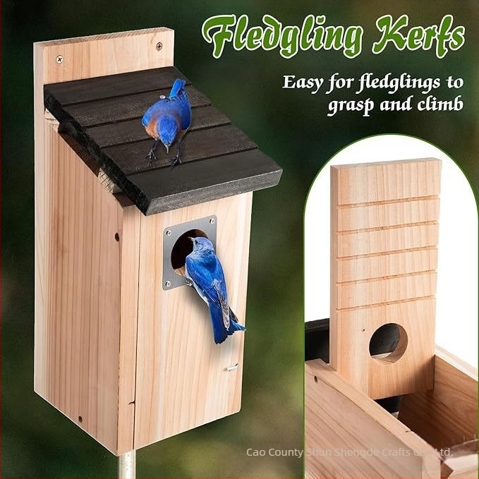 Fából készült kültéri függő madárház etetővel – kardinal költődoboz