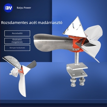 Rozsdamentes acélból készült szélenergia által hajtott madárriasztó vasútvonalakhoz és gyümölcsösköthez, fényvisszaverő forgó szélmalom magasfeszültségű vonalakhoz