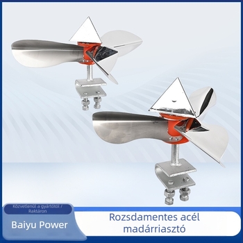 Rozsdamentes acélból készült szélenergia által hajtott madárriasztó vasútvonalakhoz és gyümölcsösköthez, fényvisszaverő forgó szélmalom magasfeszültségű vonalakhoz