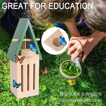 Fenyőből készült pillangóház Brilliance márkával, kültéri függő dekoráció, rovar etető és pillangófészek