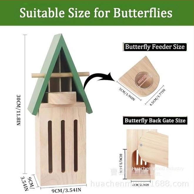 Fenyőből készült pillangóház Brilliance márkával, kültéri függő dekoráció, rovar etető és pillangófészek