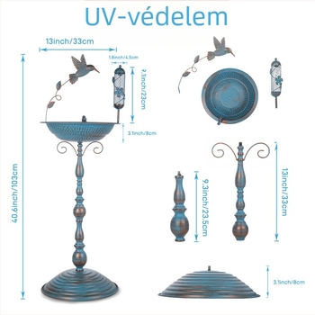 Vasból készült madárfürdő kültéri kerthez, dekoratív, félig kézi és félig mechanikus kivitel (Anyag: Vas; Kivitel: félig kézi és félig mechanikus; Használat: Kültéri kert)