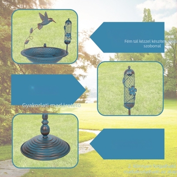 Vasból készült madárfürdő kültéri kerthez, dekoratív, félig kézi és félig mechanikus kivitel (Anyag: Vas; Kivitel: félig kézi és félig mechanikus; Használat: Kültéri kert)