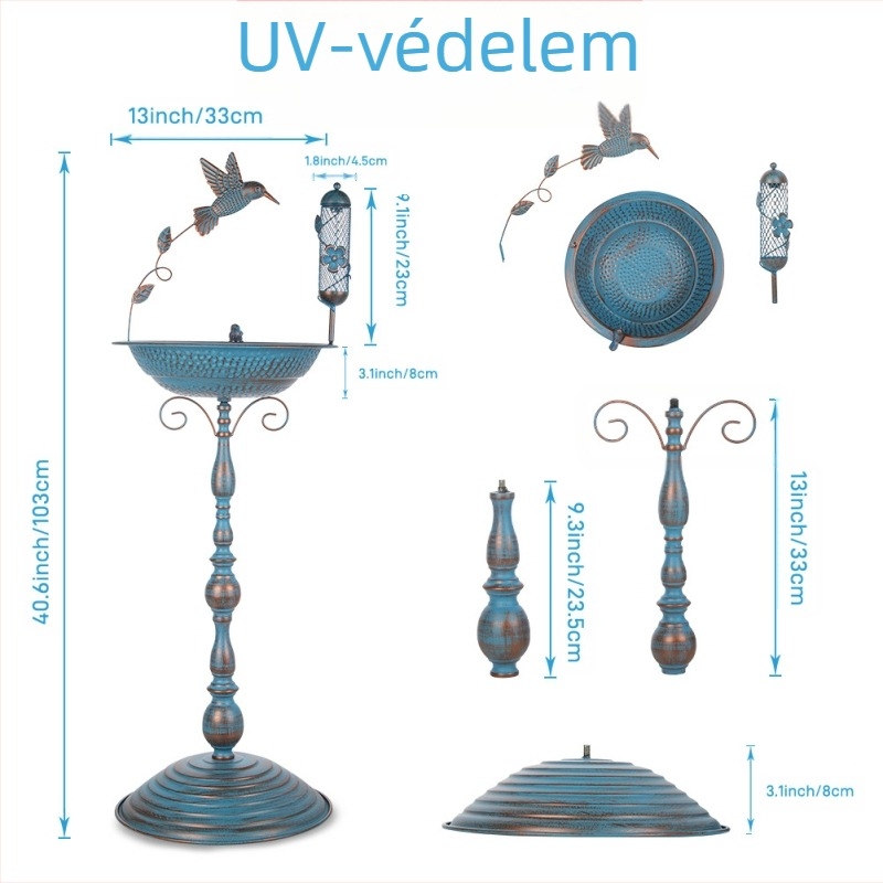 Vasból készült madárfürdő kültéri kerthez, dekoratív, félig kézi és félig mechanikus kivitel (Anyag: Vas; Kivitel: félig kézi és félig mechanikus; Használat: Kültéri kert)