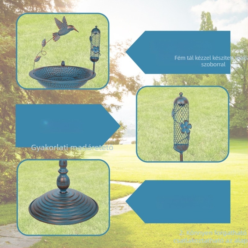 Vasból készült madárfürdő kültéri kerthez, dekoratív, félig kézi és félig mechanikus kivitel (Anyag: Vas; Kivitel: félig kézi és félig mechanikus; Használat: Kültéri kert)