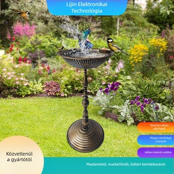 Kerti madárfürdő dísz – vasból készült kerti dekoráció a Lijin márkától; alkalmas otthonra, kertre, térre, vallási templomra, szállodára/étteremre