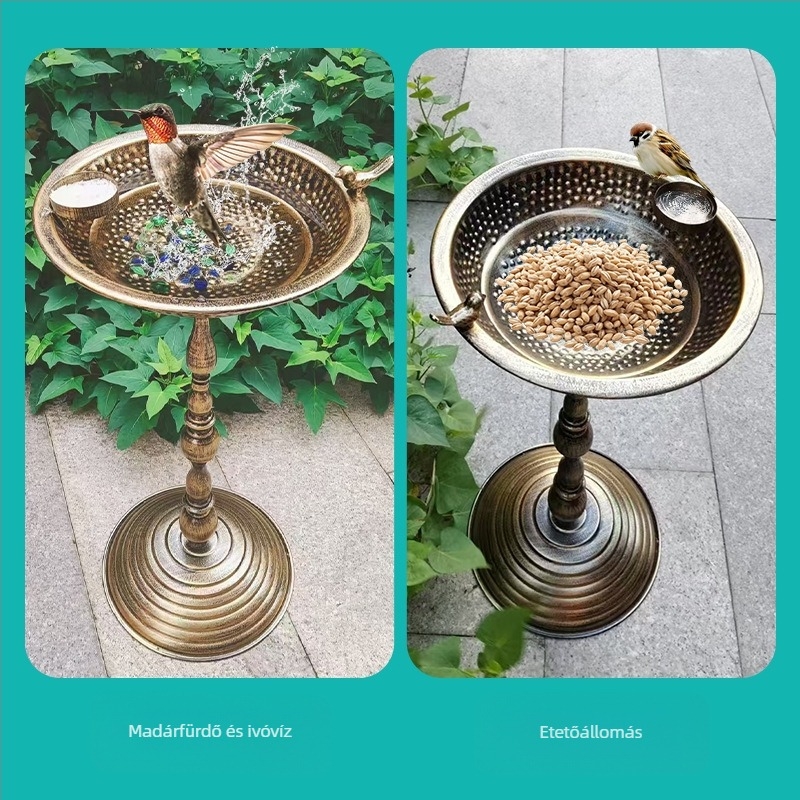 Kerti madárfürdő dísz – vasból készült kerti dekoráció a Lijin márkától; alkalmas otthonra, kertre, térre, vallási templomra, szállodára/étteremre