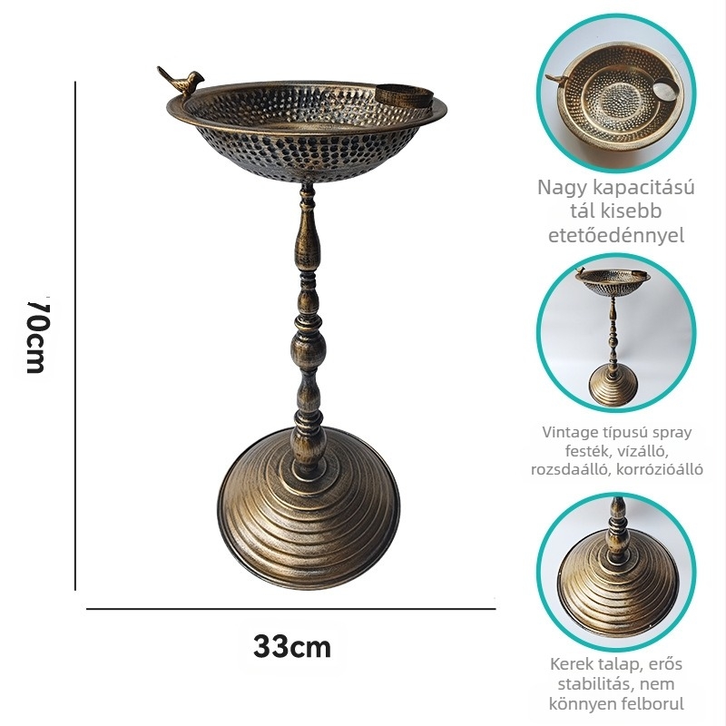 Kerti madárfürdő dísz – vasból készült kerti dekoráció a Lijin márkától; alkalmas otthonra, kertre, térre, vallási templomra, szállodára/étteremre