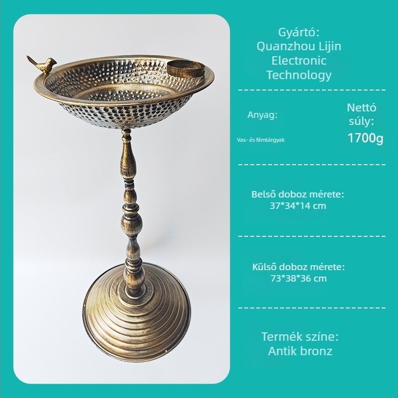 Kerti madárfürdő dísz – vasból készült kerti dekoráció a Lijin márkától; alkalmas otthonra, kertre, térre, vallási templomra, szállodára/étteremre