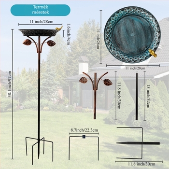 Virág alakú kültéri madáretető és madárfürdő, óriási test, 1300 g, madaraknak, csatlakoztatva