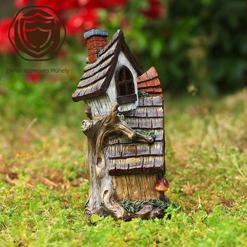 Zhihai Crafts Kétszintes tündérmese kert-dísz – szintetikus gyantából, kert-stílus, tündér kunyhó tervezés