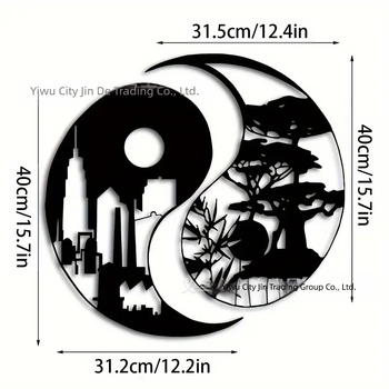 Vas Yin–Yang falikép – modern geometriai alakzatú fém dekoráció otthonra és irodába