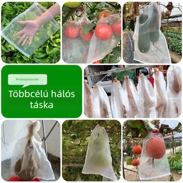 Gyümölcsöket védő hálós tasak rovar- és madárvédelmet biztosít a szőlő, gránátalma, eper és füge számára; anyag: selyem virág; termékkód: F99hj6t9ssh77; típus: album stílus.
