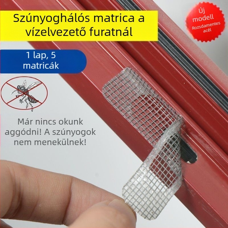 Alumíniumötvözetű ablakvízelvezető patch – szúnyogok elleni, a rovarháló javítására, újra felhasználható