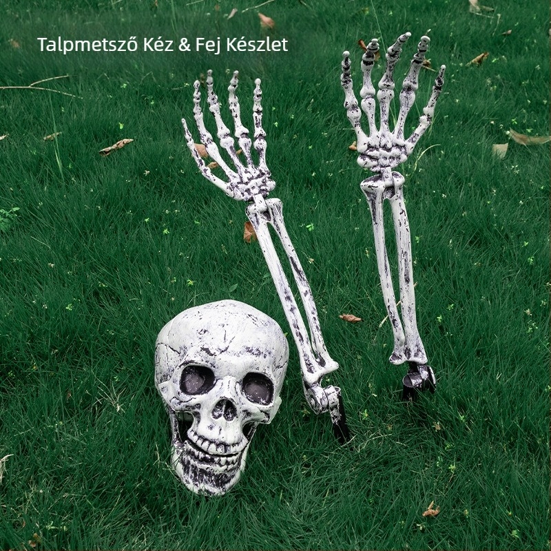 Műanyag koponya földre helyezhető díszprop – terep makettezéséhez; alkalmas Halloweenre, Húsvétre és Függetlenség Napjára; Stílus 27366901071