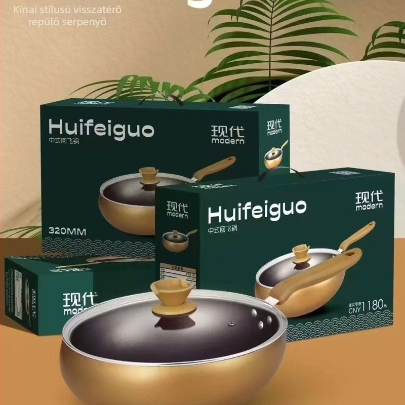 Öntöttvas wok plazmaszórt tapadásmentes bevonattal, üvegfedél, többszörös aljzat, 2,15 kg