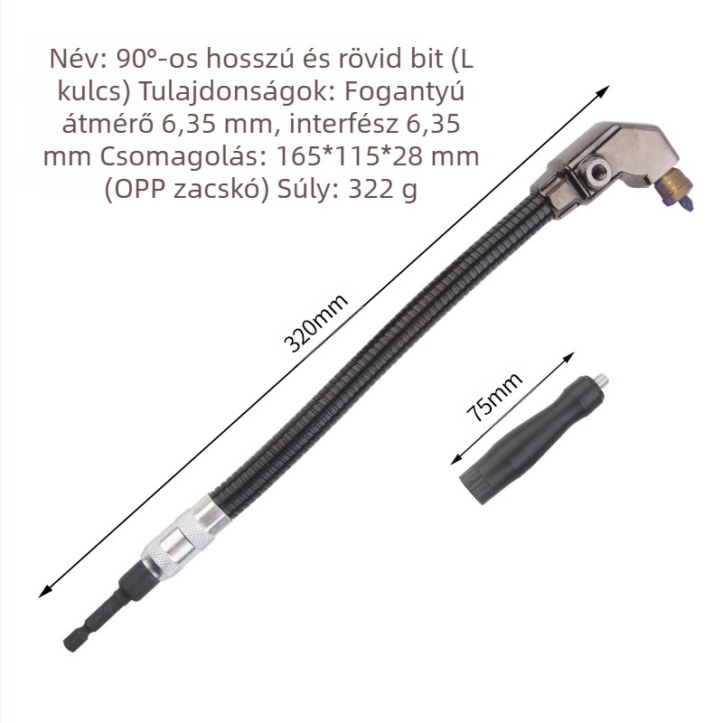 90°-os jobb oldalú fúró adapter keskeny terekhez — króm-vanádium acél, Bo zhi trading company, Zhejiang eredet, 1 készlet, súly 0.325