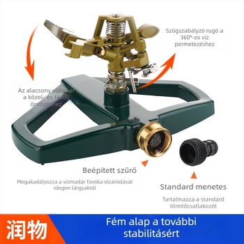 Fém alapú öntözőfej kerthez és gyephez — cinkötvözet és galvanizált acél, 1 m³/h kapacitás, ideális kertekhez, gyephez és mezőgazdasági öntözéshez