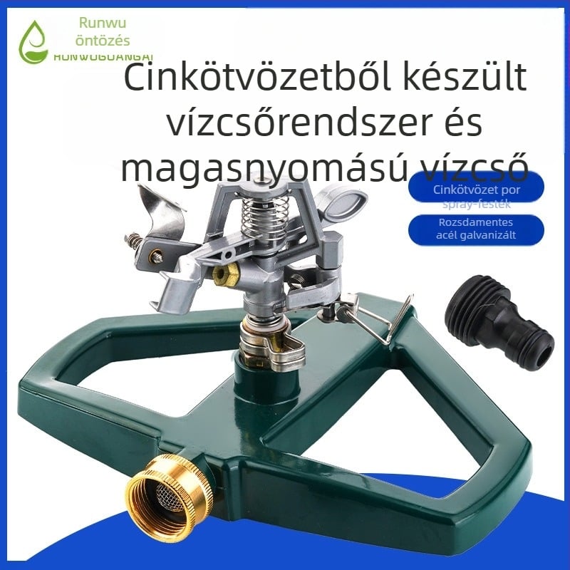 Fém alapú öntözőfej kerthez és gyephez — cinkötvözet és galvanizált acél, 1 m³/h kapacitás, ideális kertekhez, gyephez és mezőgazdasági öntözéshez