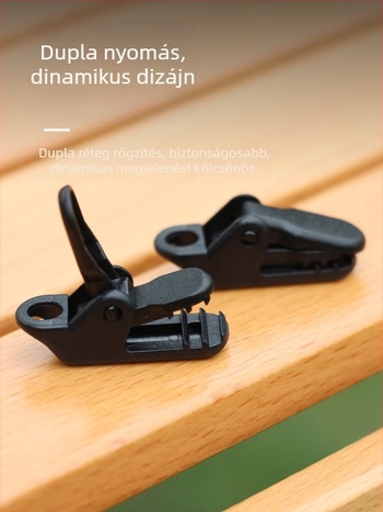 Kemping sátorhoz való krokodilklipsz, nyomógombos csúszásvédő, szélálló, húzóponti horog