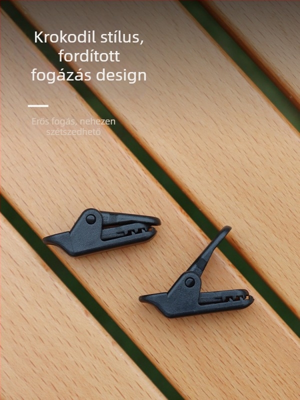 Kemping sátorhoz való krokodilklipsz, nyomógombos csúszásvédő, szélálló, húzóponti horog