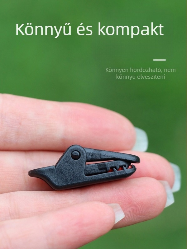 Kemping sátorhoz való krokodilklipsz, nyomógombos csúszásvédő, szélálló, húzóponti horog