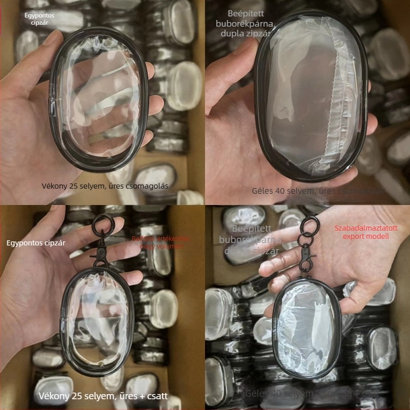 PVC hengeralakú adatkábelt és fülhallgatót tároló, hordozható, átlátszó, autóhoz szerelhető