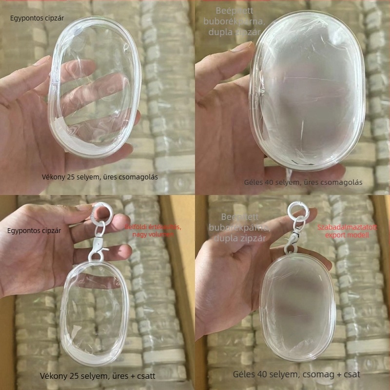 PVC hengeralakú adatkábelt és fülhallgatót tároló, hordozható, átlátszó, autóhoz szerelhető