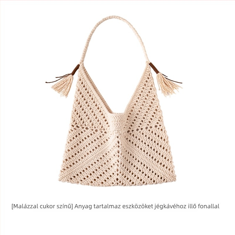 Háromszög alakú táska anyagkészlet üreges pamutfonallal, kézzel szőtt táskákhoz