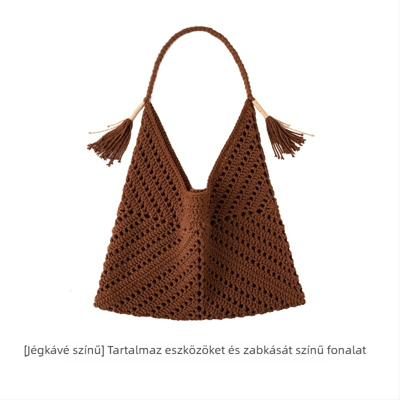 Háromszög alakú táska anyagkészlet üreges pamutfonallal, kézzel szőtt táskákhoz