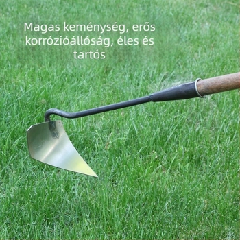 Megvastagított mangánacél háromszög kapa, talaj lazítására és árkolásra, hegyes fejjel.