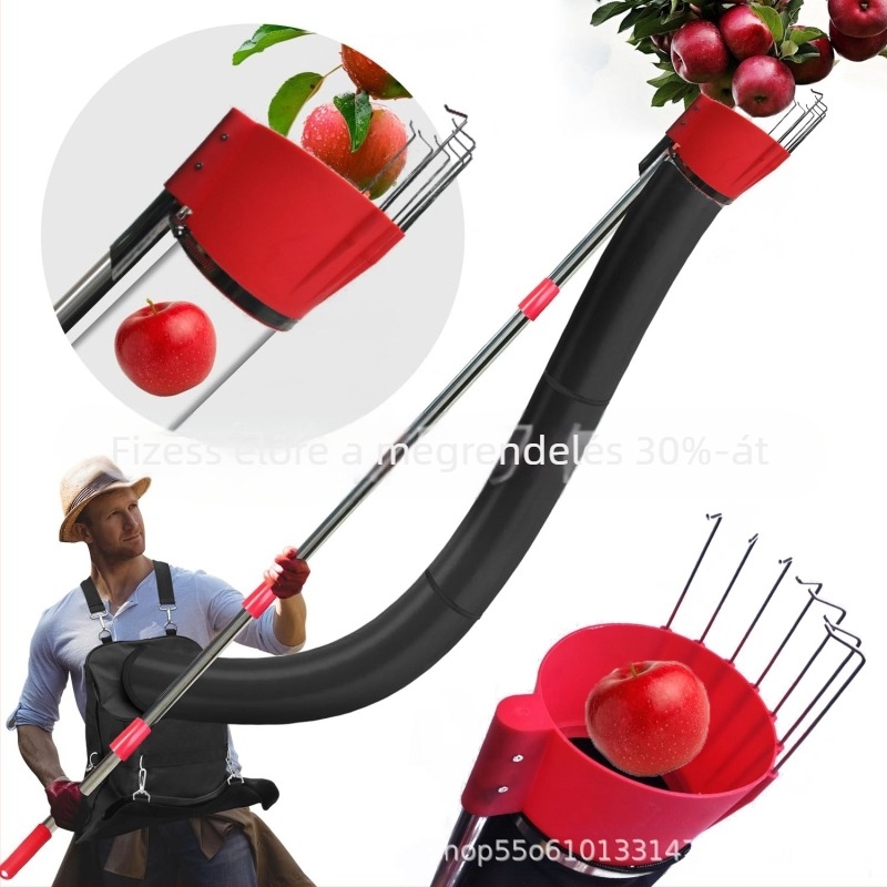 Teleszkópos hátizsákos gyümölcsszedő készülék – mindent egyben a magaslatú szürethez