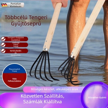 Rozsdamentes acél tengeri gereblye kagyló ásáshoz a parton – tengerparti gyűjtőeszköz