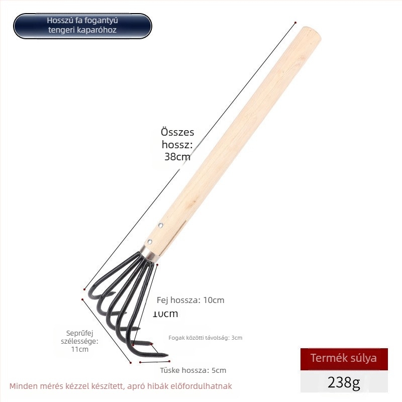 Rozsdamentes acél tengeri gereblye kagyló ásáshoz a parton – tengerparti gyűjtőeszköz