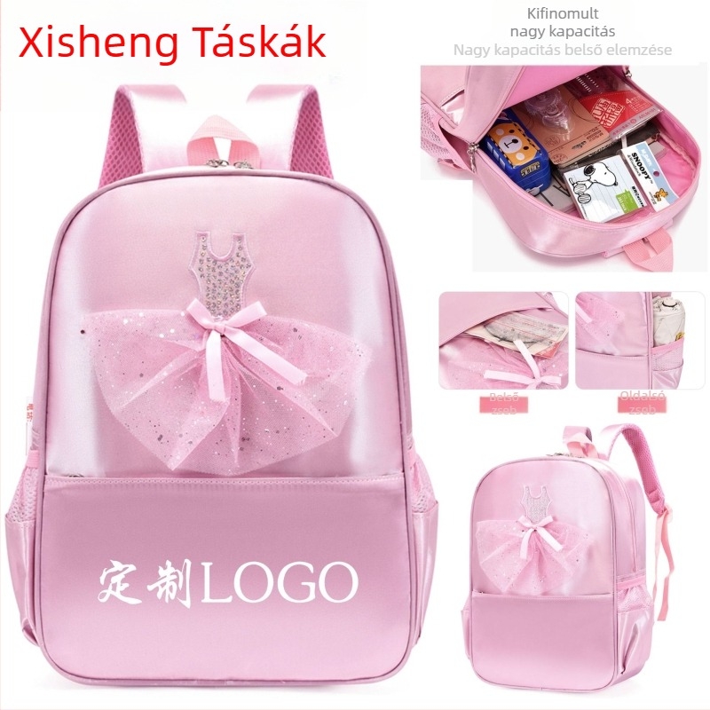 Nagy kapacitású gyerekeknek szóló balett és tánc hátizsák, poliészterből, lélegző és kopásálló, görbült vállpánt, modell WD009