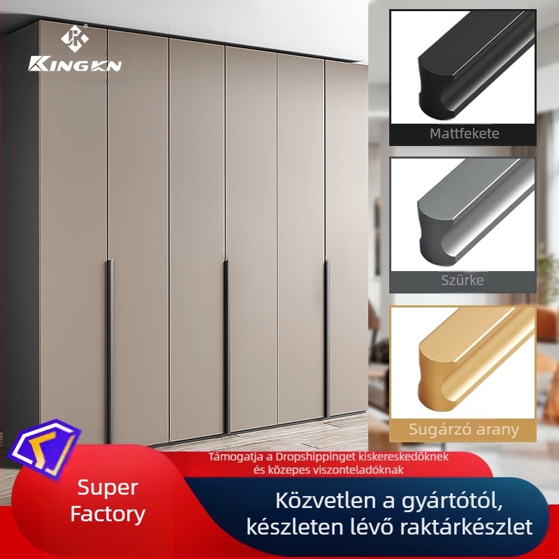 Jingkang Hardware Alumíniumötvözetből készült hosszított szekrényajtó-fogantyú, ruhásszekrényekhez, modell 0001